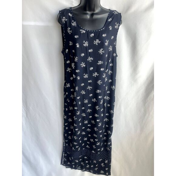 Vintage Jamie Brooke Maxi Floral Shift Dress sz 14 Scoop Neck Retro Prairie 90s - Picture 1 of 10